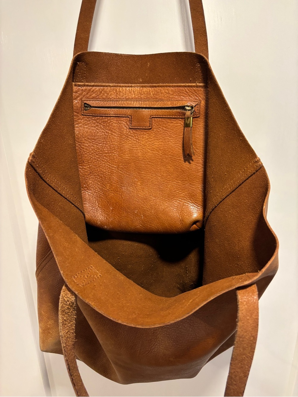 J. Crew Large Cognac Genuine Leather Tote - Picture 3 of 7